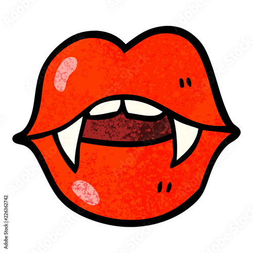 grunge textured illustration cartoon vampire mouth
