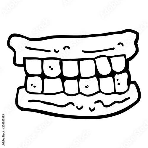 black and white cartoon false teeth