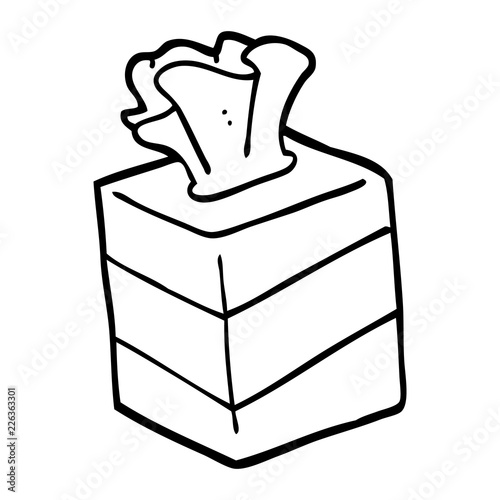 black and white cartoon tissue box