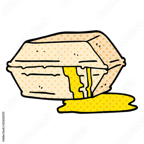 comic book style cartoon greasy take out food