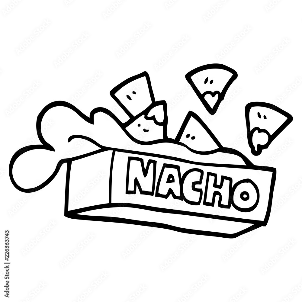 black and white cartoon nacho box Stock Vector Adobe Stock