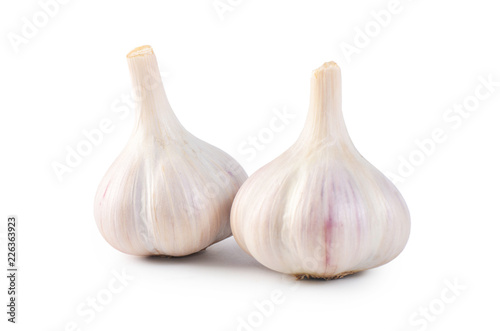 Fresh garlic closeup isolated on white background
