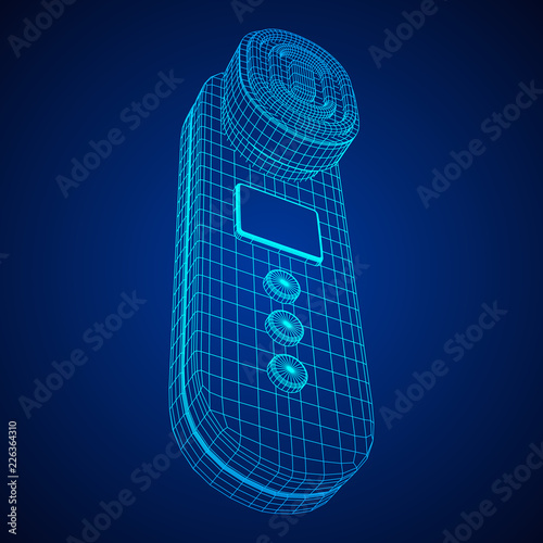Electric lifting anti aging facial skin massage machine. Massager device wireframe low poly mesh vector illustration