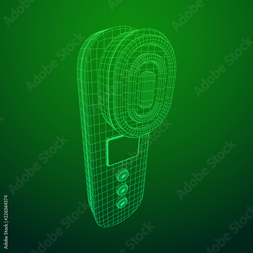 Electric lifting anti aging facial skin massage machine. Massager device wireframe low poly mesh vector illustration