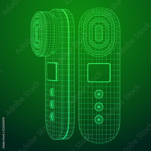 Electric lifting anti aging facial skin massage machine. Massager device wireframe low poly mesh vector illustration