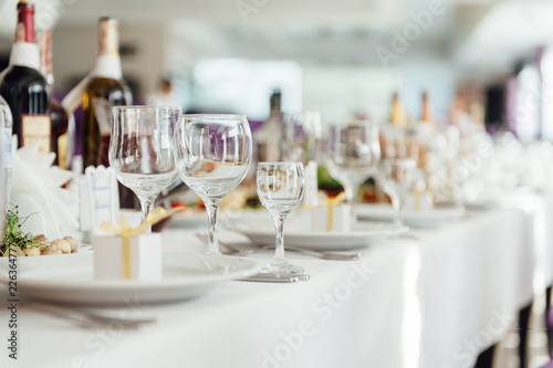 beautifully served table in a restaurant. Wedding Day