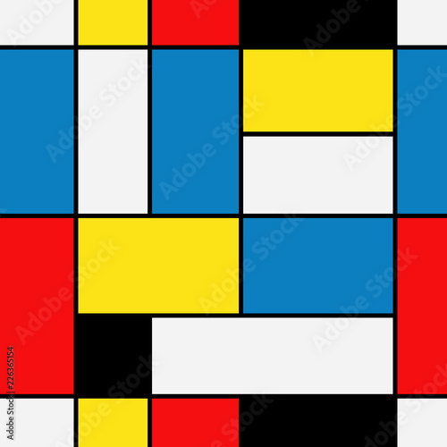 Obraz na plátně Seamless abstract mosaic pattern. Piet Mondrian emulation .