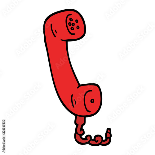 hand drawn doodle style cartoon telephone handset