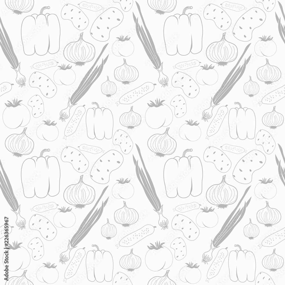 vegetable seamless pattern onion, tomato, paprika, potatoes vegetable seamless pattern onion, tomato, paprika, potatoes
