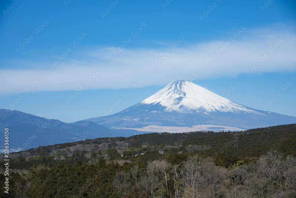 Mt.Fuji with blue sky at Mishima skywalk, Japan