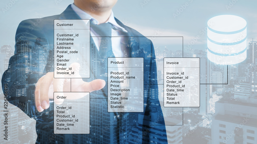 Double exposure of professional businessman system analysis design and ...