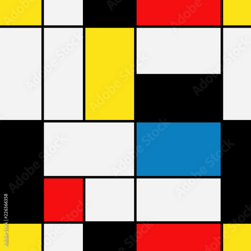 Seamless geometric abstract pattern. Mondrian style. Vector.