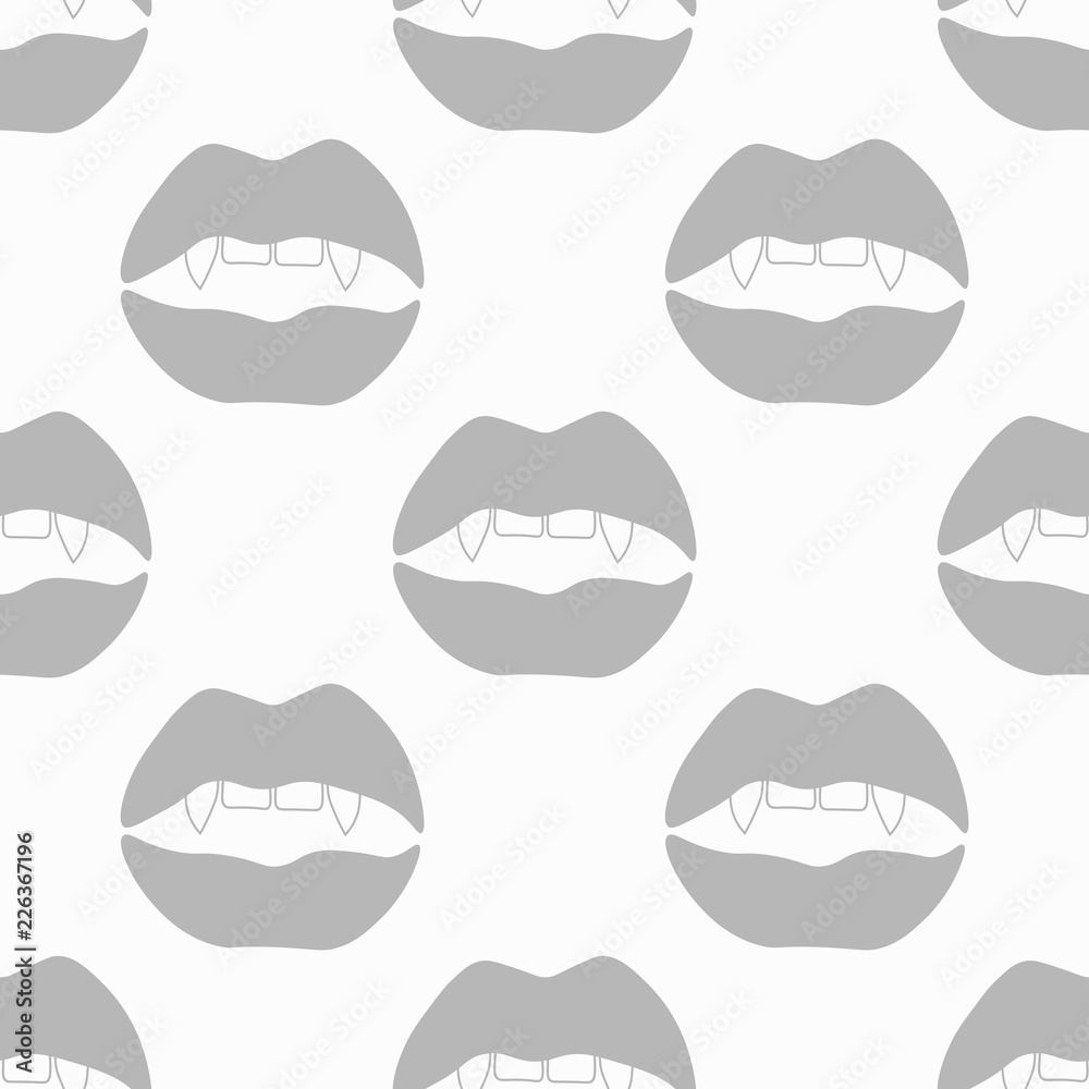 seamless abstract pattern with mouth, female lips, vampire teeth