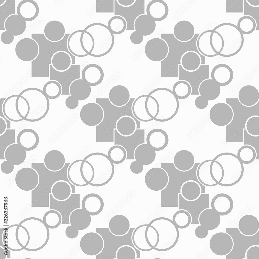 Fototapeta premium Seamless geometric abstract pattern with circles, squere and rings