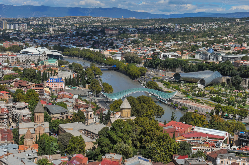 Panorama view of Tbilisi – the capital of Georgia 