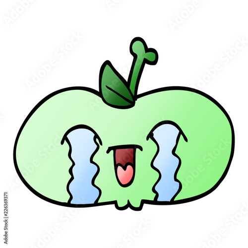 vector gradient illustration cartoon of a sad apple