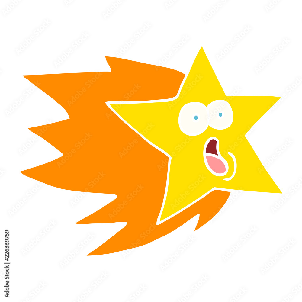 flat color illustration cartoon shooting star flat color illustration cartoon shooting star