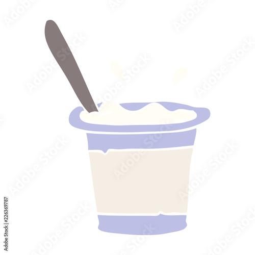 flat color illustration cartoon yogurt