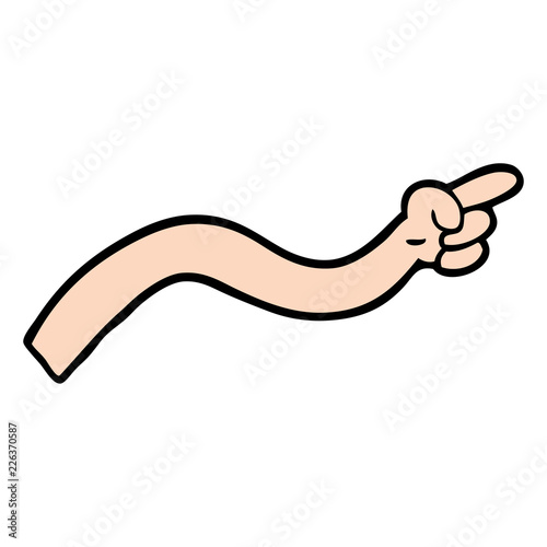 hand drawn doodle style cartoon pointing arm