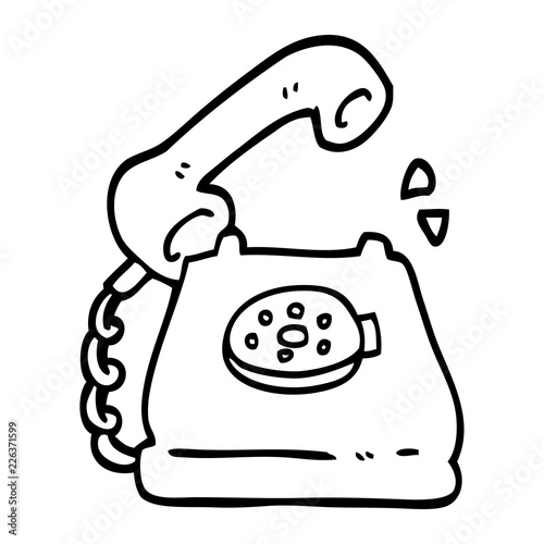black and white cartoon telephone ringing