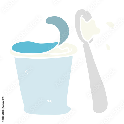 flat color illustration cartoon yogurt