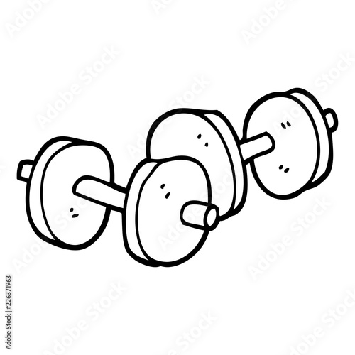 black and white cartoon pair of dumbbells
