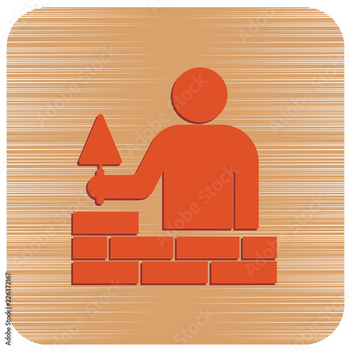 Brick layer tiler mason worker with trowe