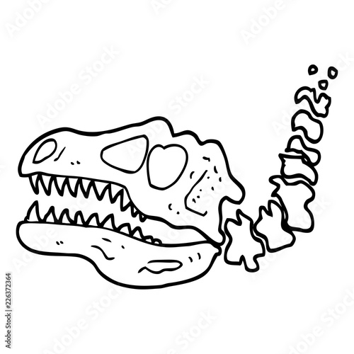 black and white cartoon dinosaur bones