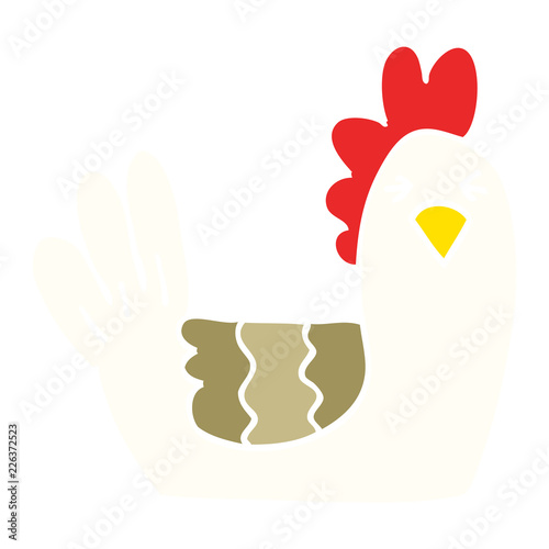 flat color illustration cartoon roosting hen