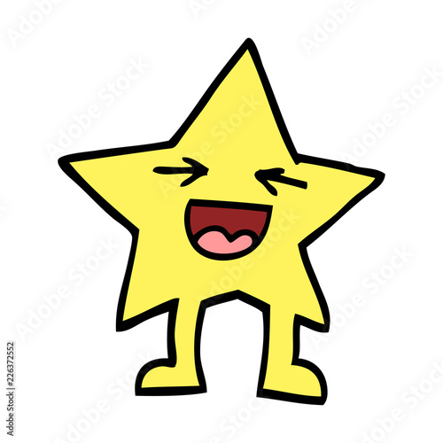 hand drawn doodle style cartoon laughing star character