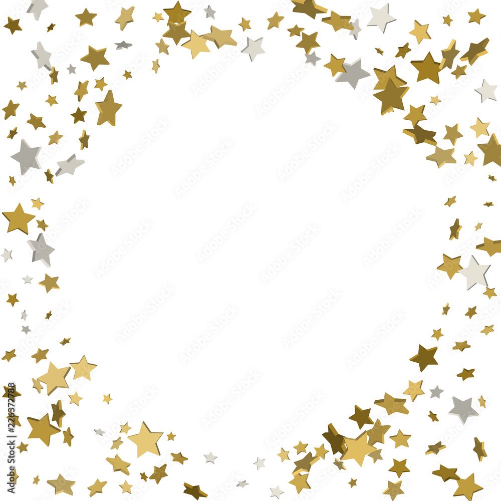 background with shiny gold stars. golden confetti frame background with shiny gold stars. golden confetti frame