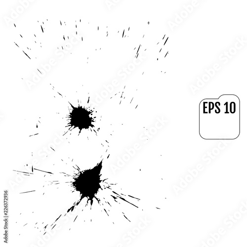 Set of black blots and ink splashes isolated on white background. Abstract elements for design in grunge style.