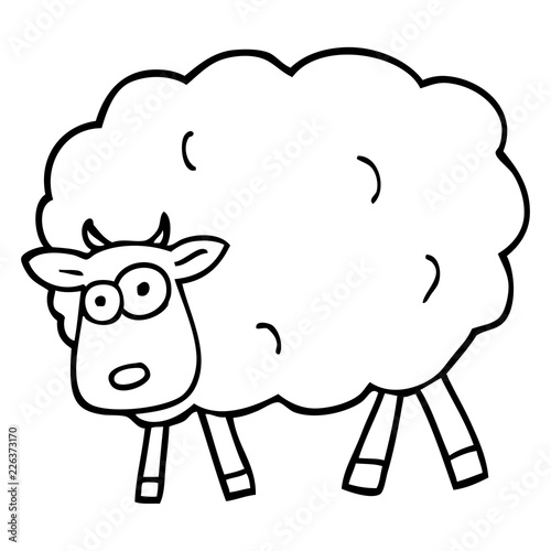 black and white cartoon sheep