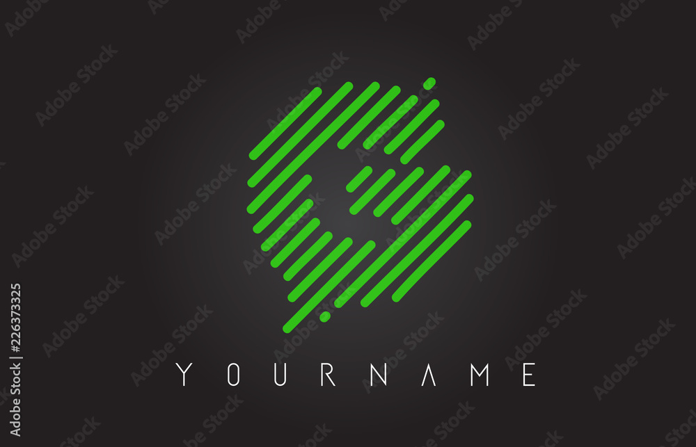 G Letter Logo Design with Neon Green Lines G Letter Logo Design with Neon Green Lines