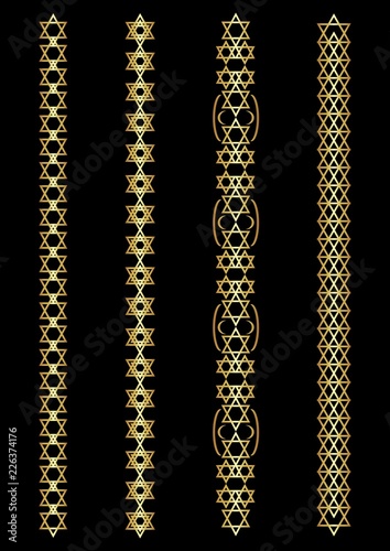 Set of Art deco strip patterns and ornaments. Creative collection in style of 1920s for your design. Victorian designed ornament. Vector illustration. EPS 10