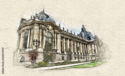 Lateral view of Petit Palais in Paris photo