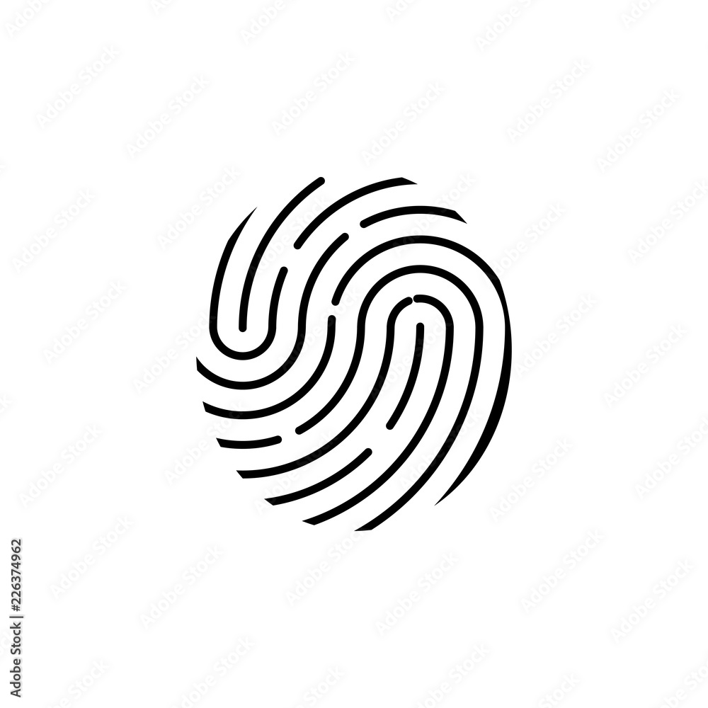 Fingerprint icon. Identification symbol. Vector illustration, flat design. Fingerprint icon. Identification symbol. Vector illustration, flat design.