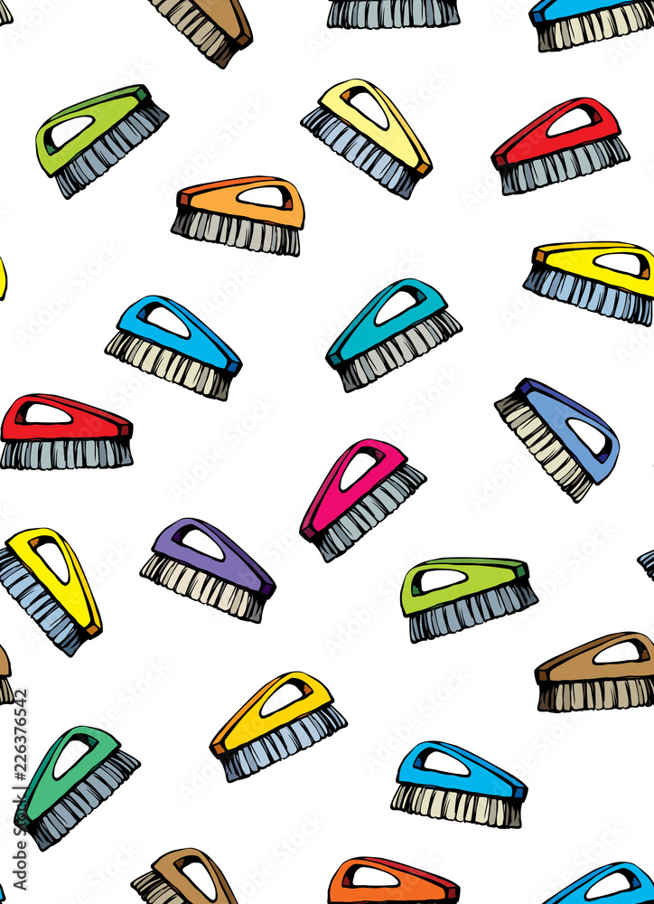 Brush for cleaning. Vector drawing