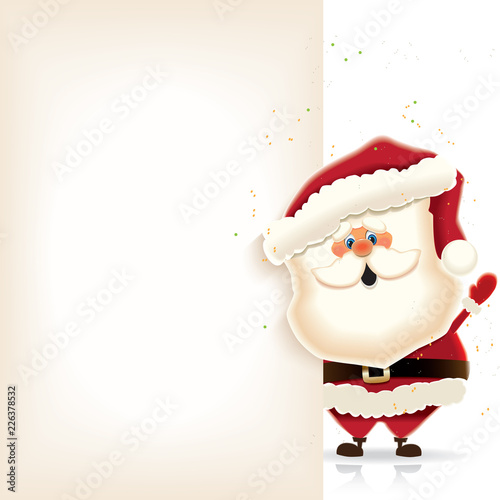Santa Claus with blank signboard isolated on a white background.Empty signboard for your text.