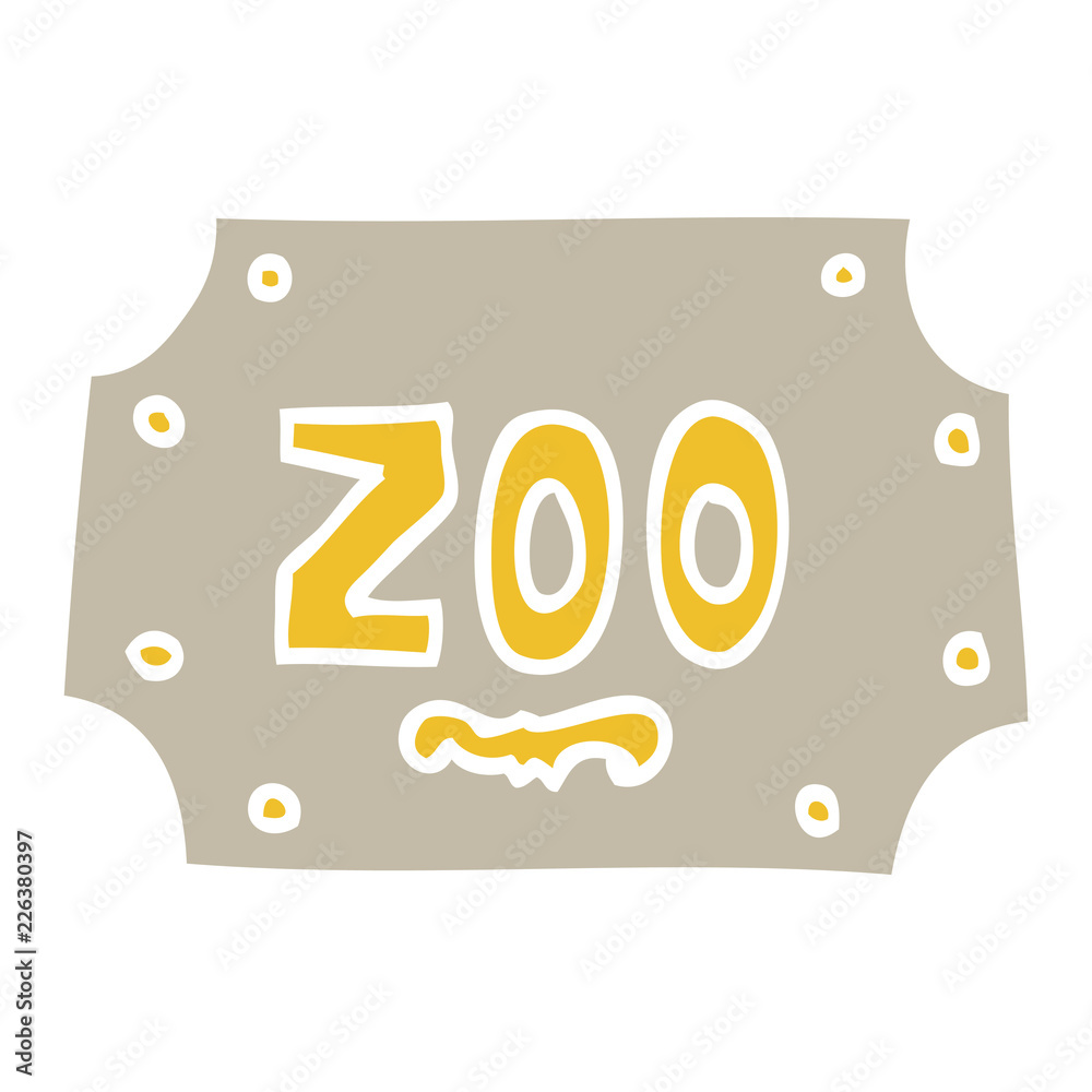 flat color illustration cartoon zoo sign flat color illustration cartoon zoo sign