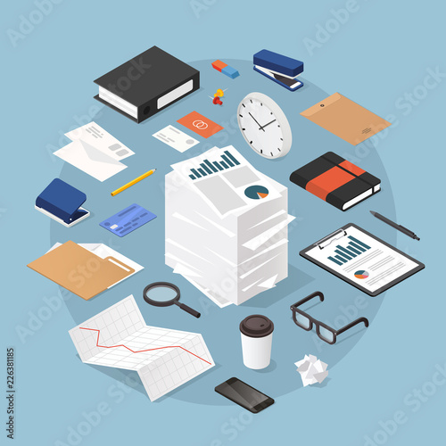 Isometric Office Work Illustration