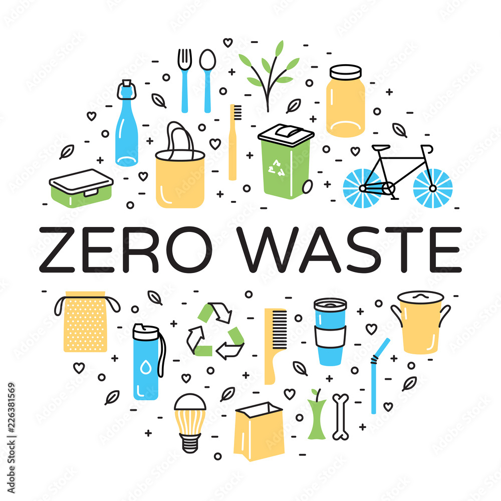 Vector Zero Waste Logo Icon Set Stock Vector | Adobe Stock