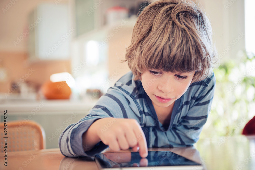 Little boy playing with digital tablet. Little boy playing with digital tablet.