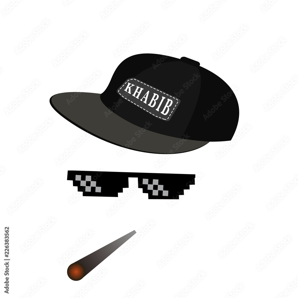 glasses pixel vector icon. Pixel Art Glasses of Thug Life Meme and smoke  with cap Habib Nurmagomedov. Vector eps10 Stock-Vektorgrafik | Adobe Stock