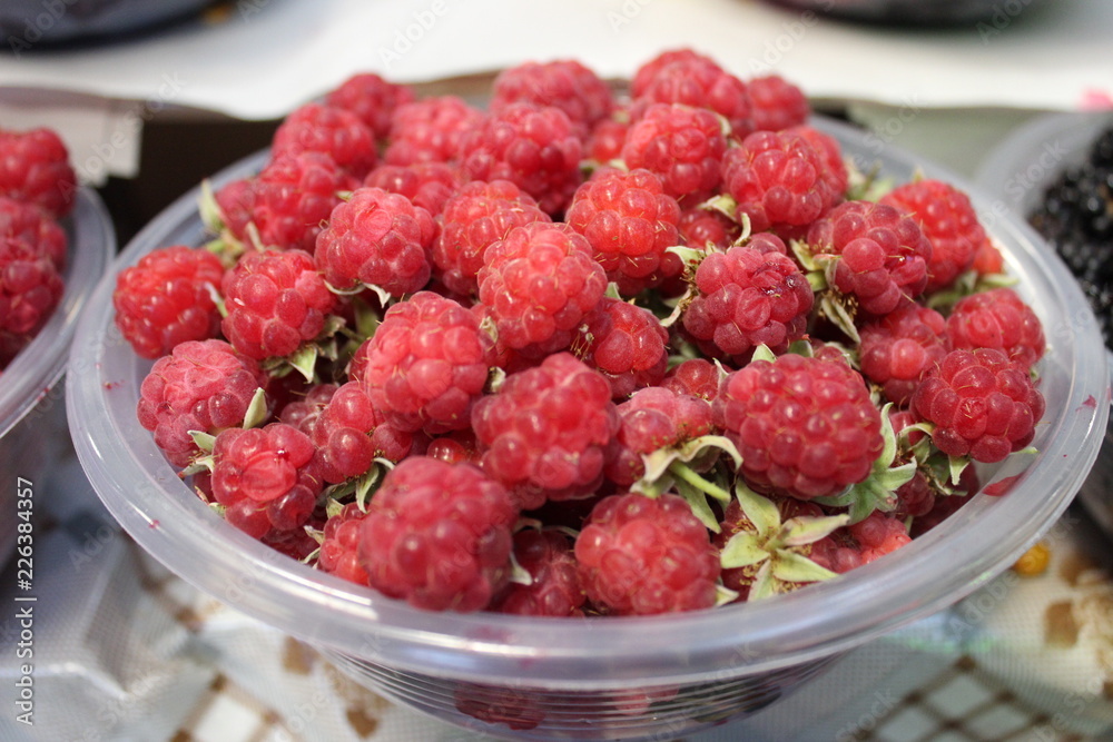 Red reaspberries closeup Red reaspberries closeup