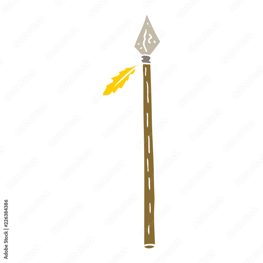flat color illustration cartoon long spear