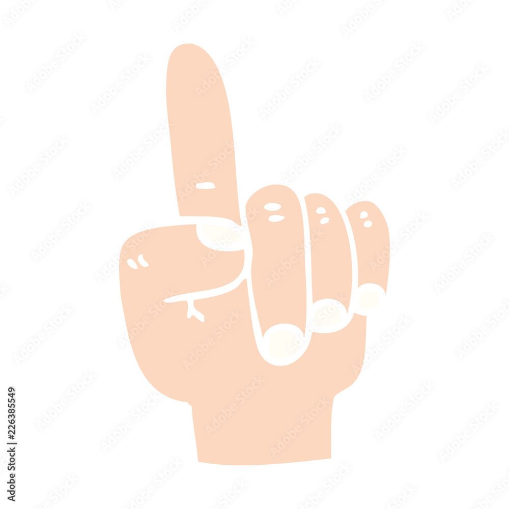 flat color illustration cartoon pointing hand