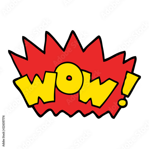 hand drawn doodle style cartoon word wow