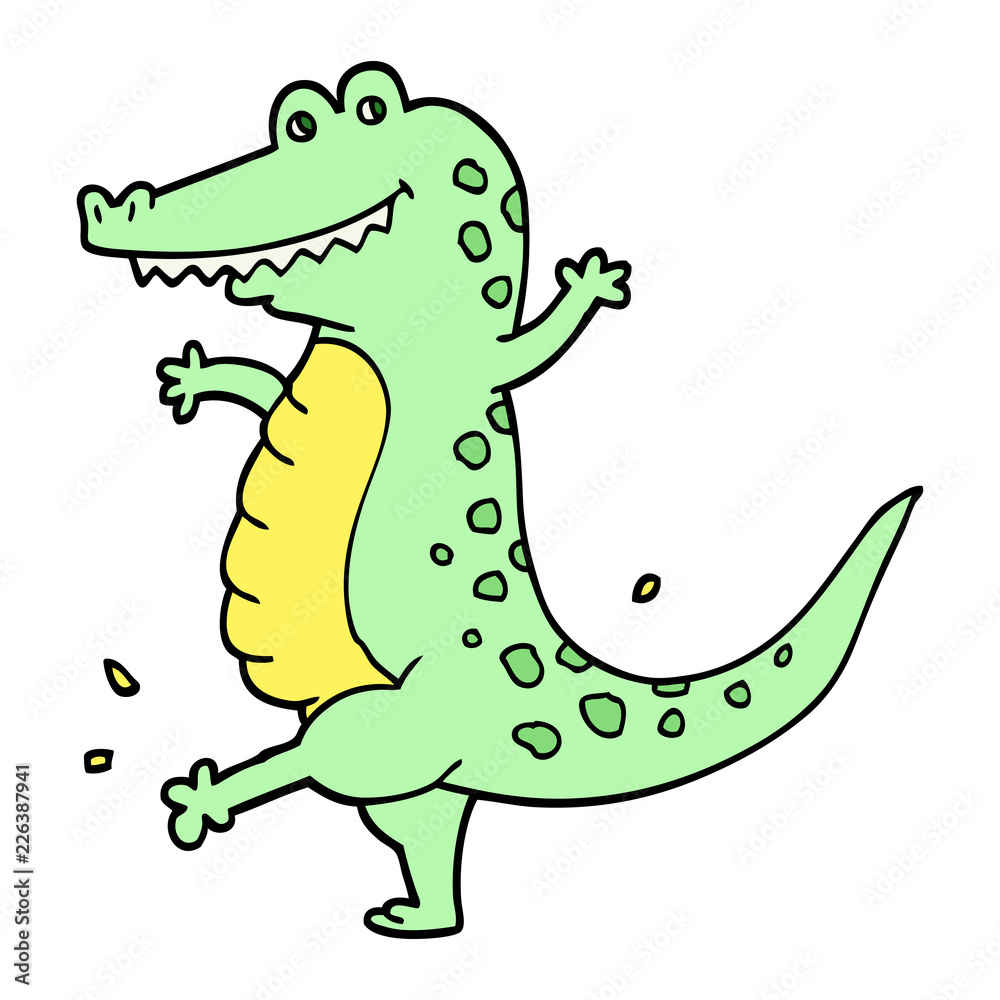 Fototapeta premium hand drawn doodle style cartoon dancing crocodile