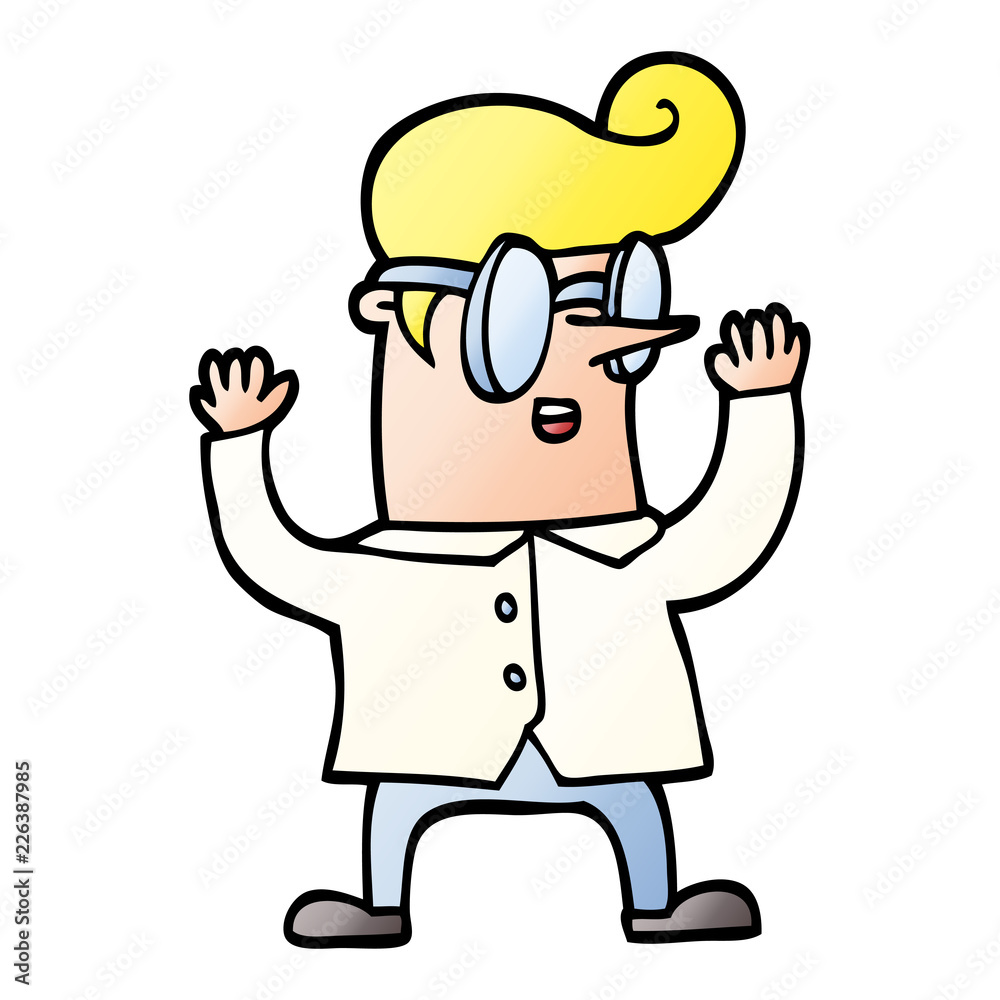 vector gradient illustration cartoon nerd man vector gradient illustration cartoon nerd man